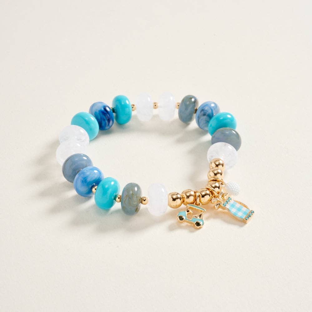 Golf Charm Beaded Bracelet