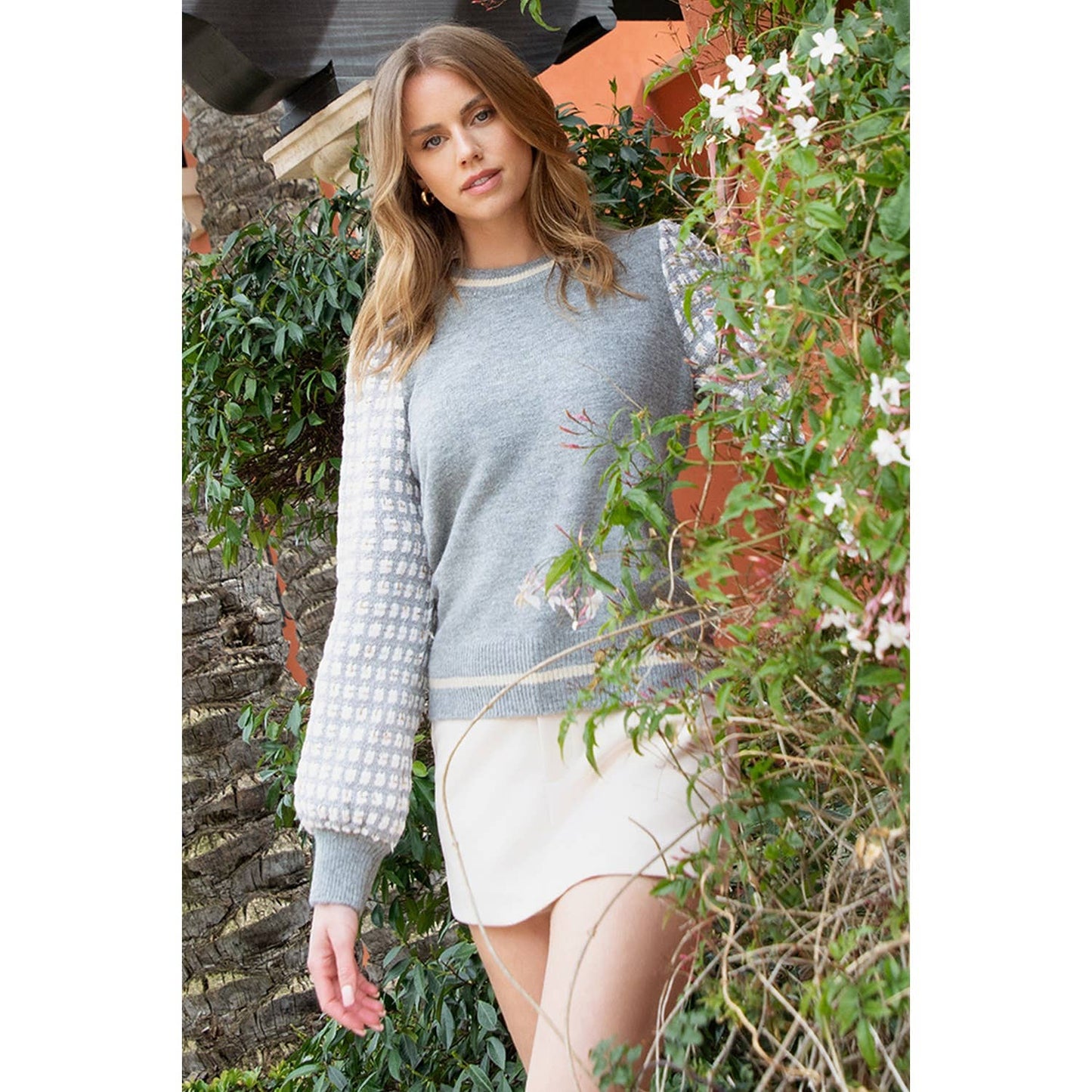 THML Tweed Sleeve Knit Sweater