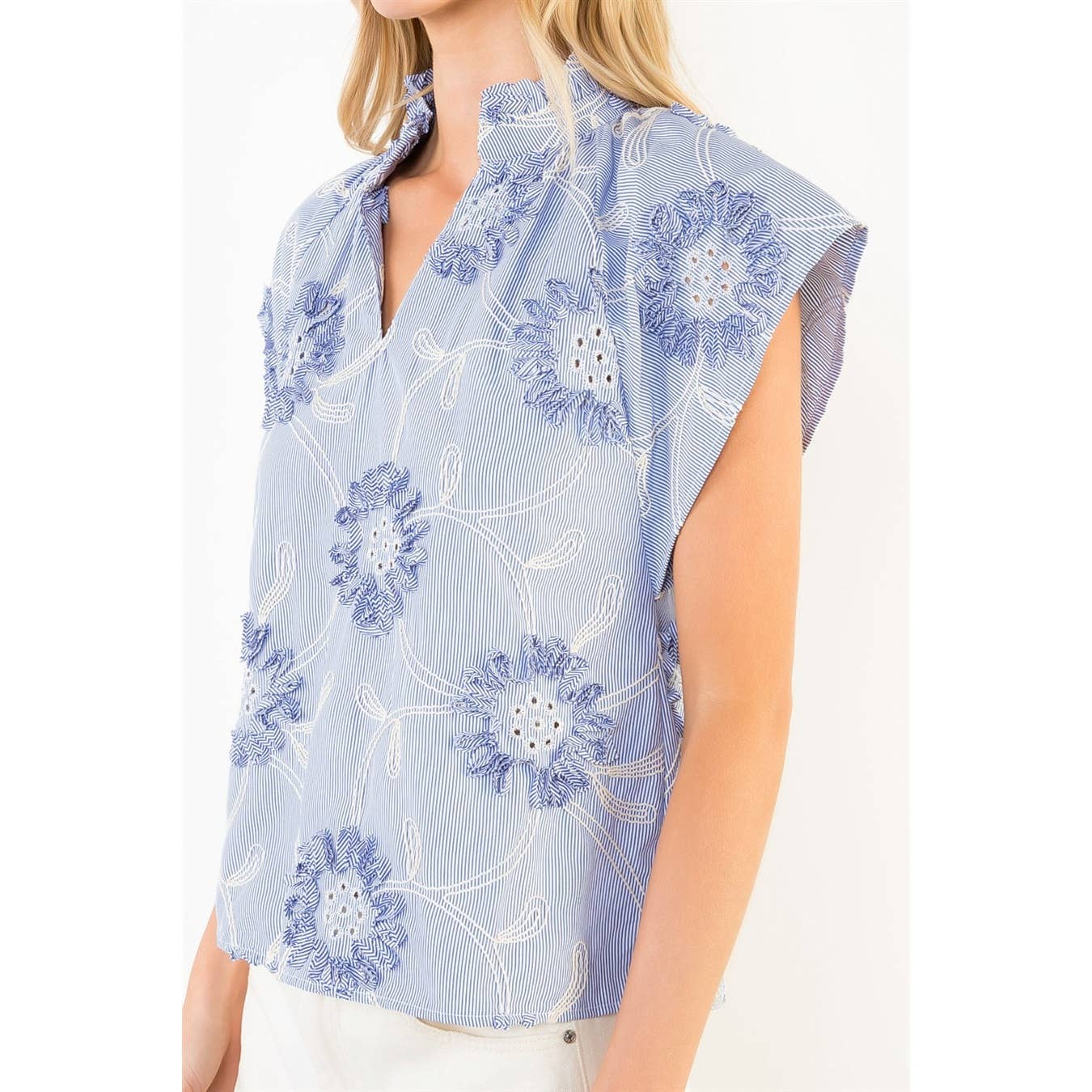 THML Sleeveless Stripe Top with Ribbon Details