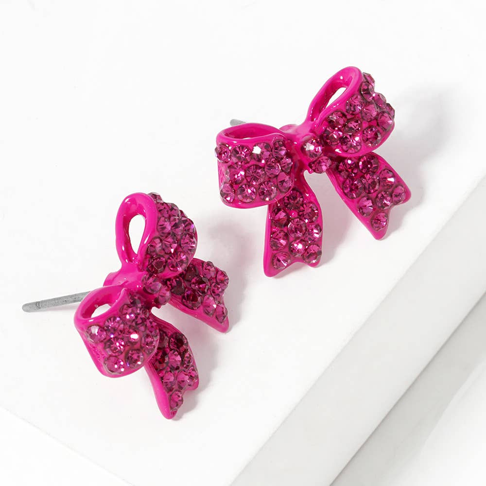 Crystal Bow Stud Earrings