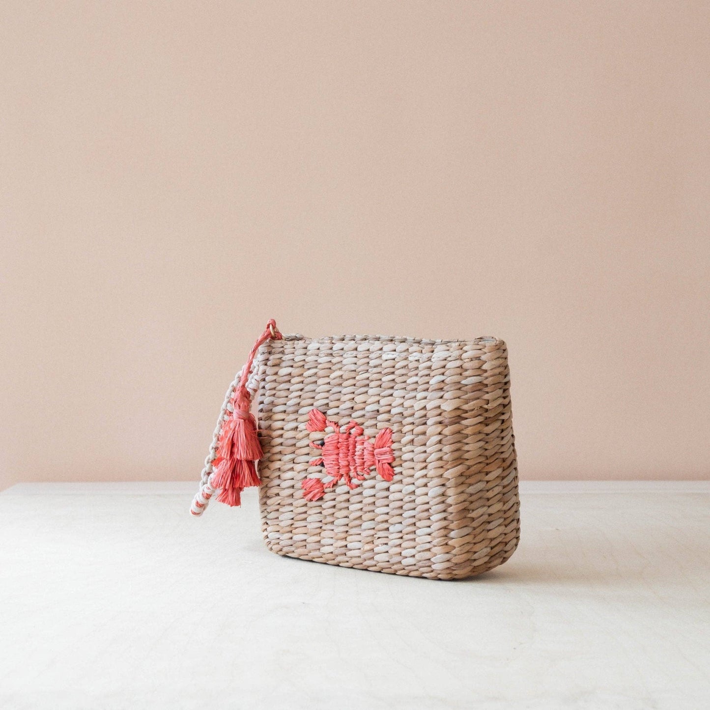 Mini Woven Pouch with Wristlet and Embroidered Lobster – Artisan Wristlet | LIKHÂ