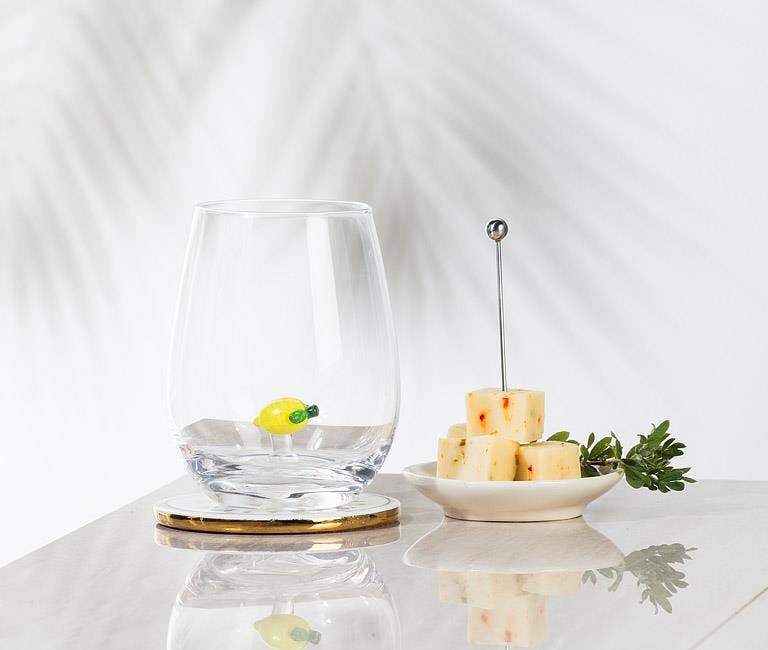 Lemon Icon Stemless Wine Glass