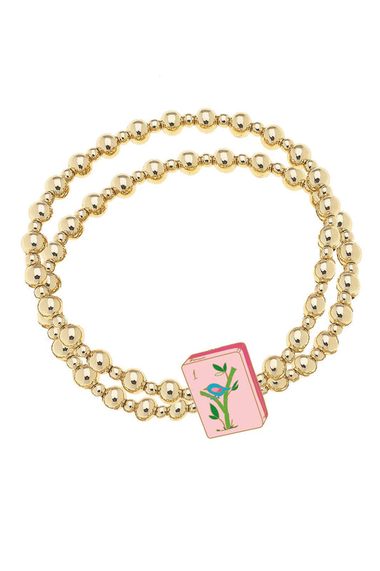 Mahjong Double Beaded Stretch Bracelet