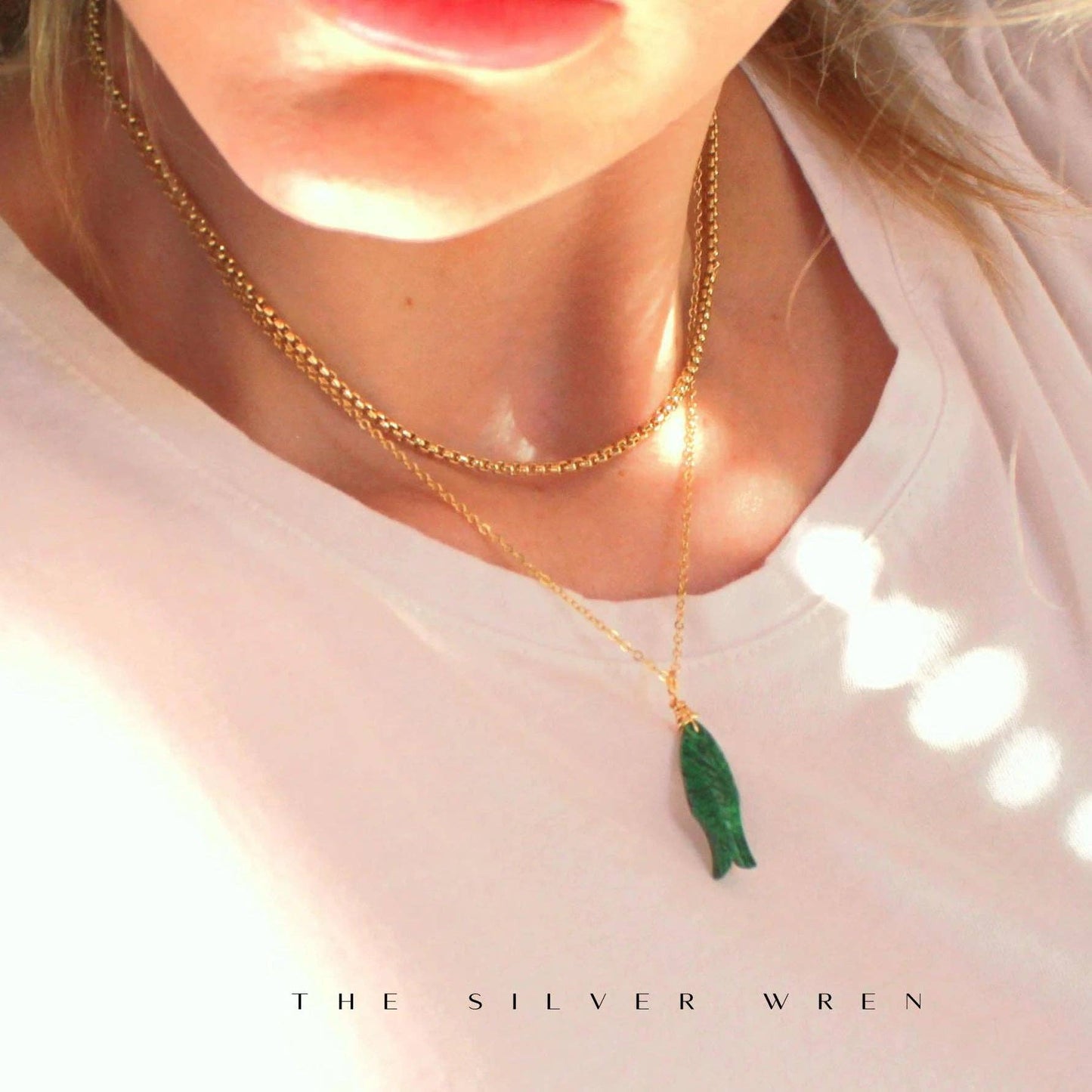 Gemstone Lucky Fish Pendant Necklace