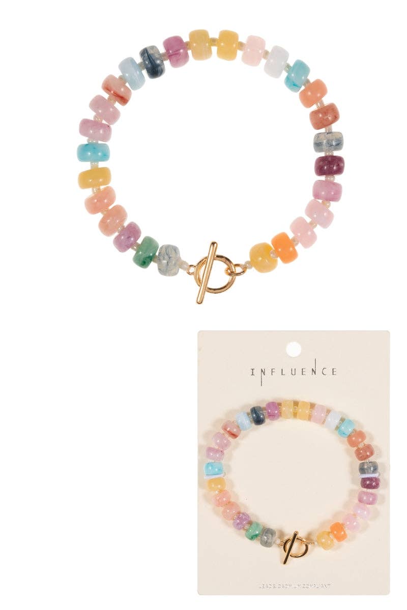 Small Ombre Beaded Mixed Stretch Bracelet
