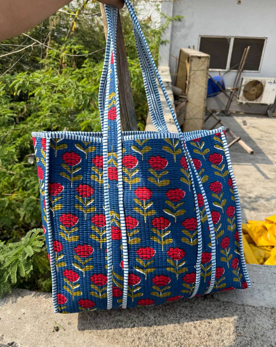 Block Print Cotton Large Tote