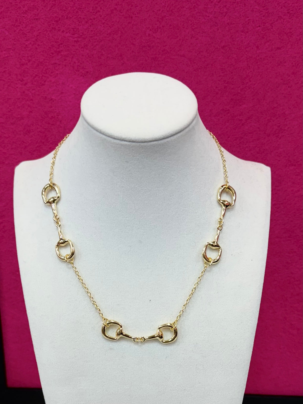 D+ G Gold Horse Bit Necklace