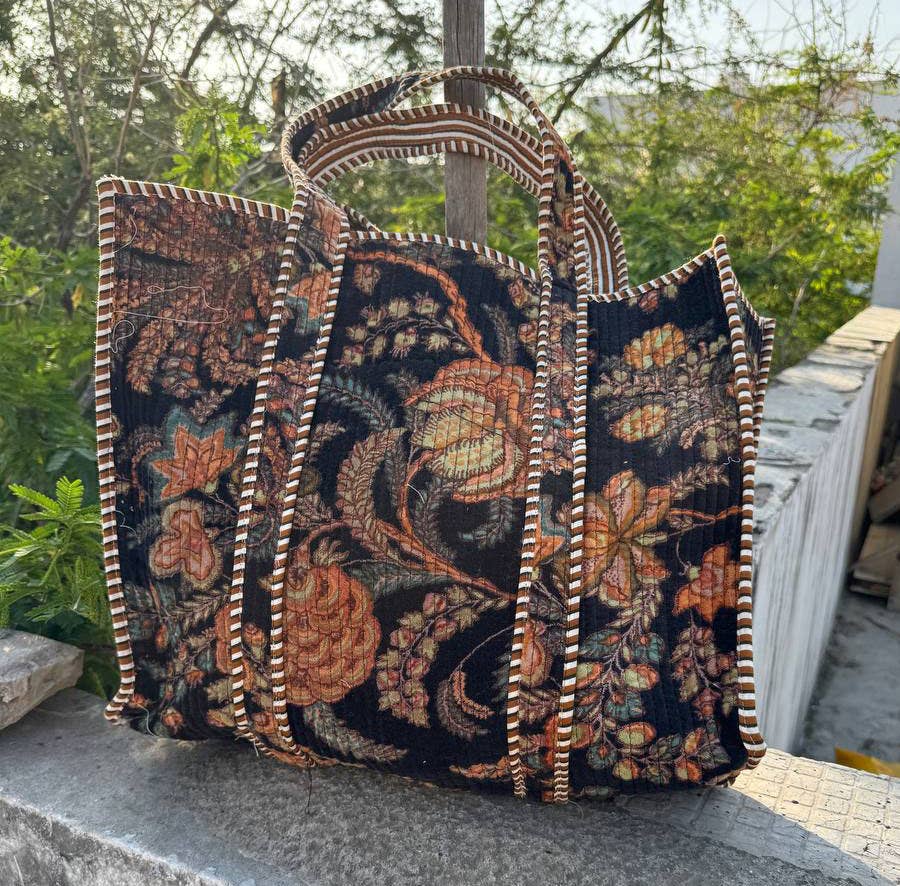 Floral Velvet Large Tote