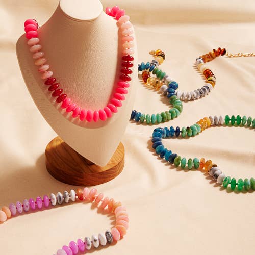 Disk Beaded Mixed Stretch Bracelet