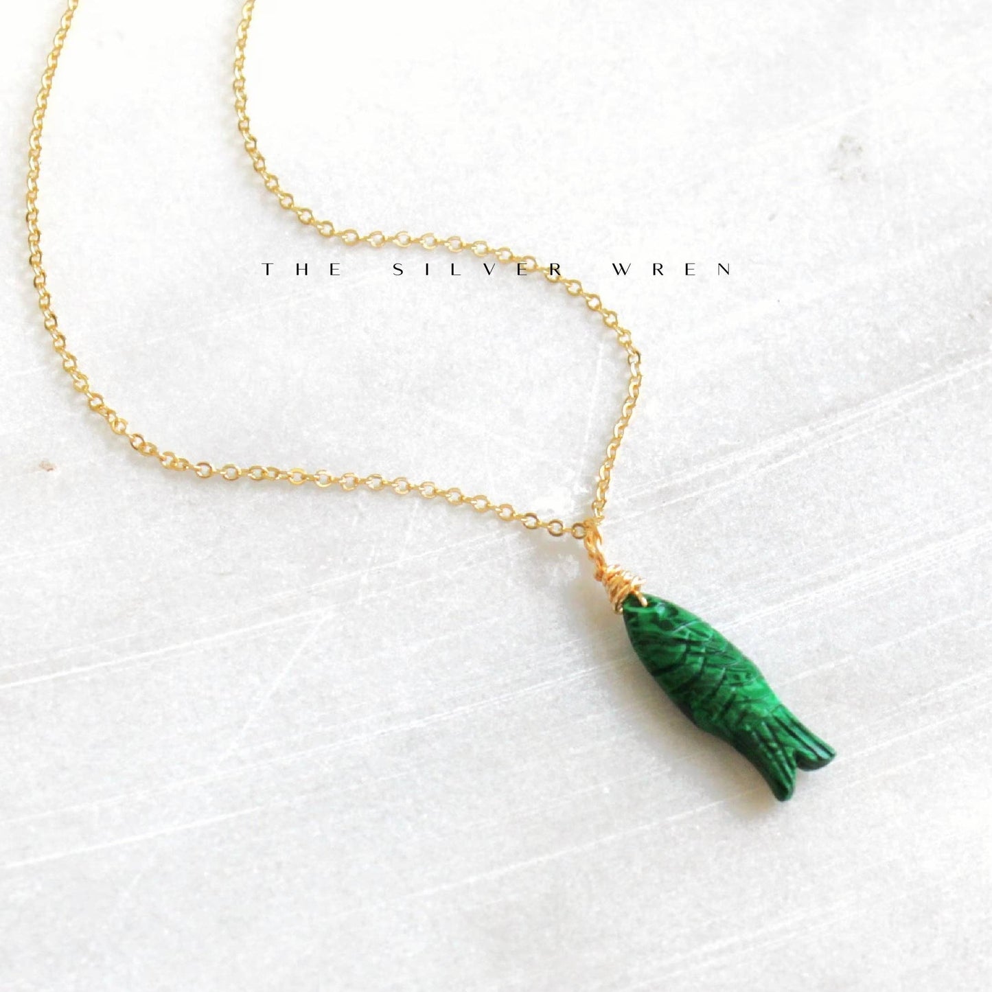 Gemstone Lucky Fish Pendant Necklace