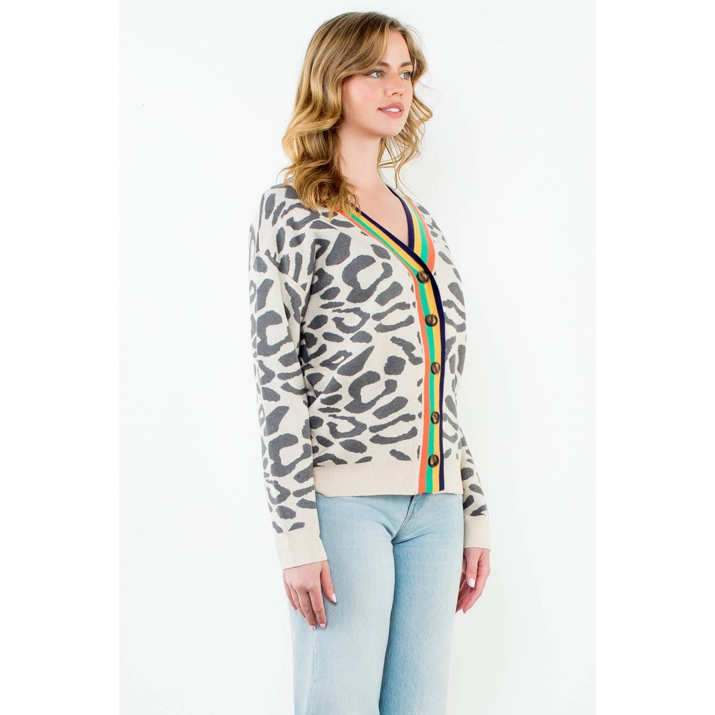 THML Leopard Button Up Cardigan