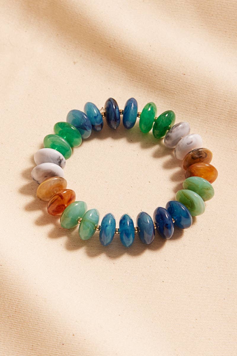 Disk Beaded Mixed Stretch Bracelet