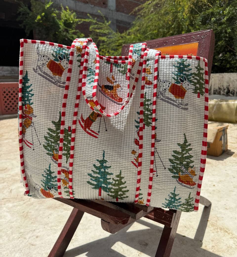 Holiday Cotton Large Tote