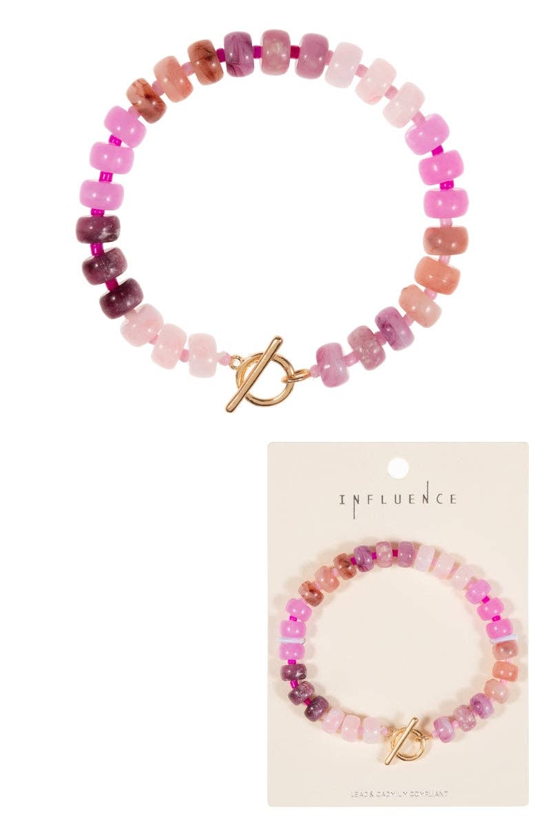 Small Ombre Beaded Mixed Stretch Bracelet