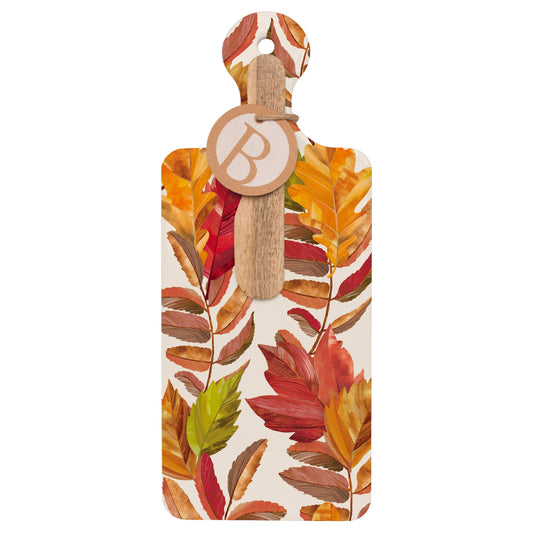 Falling Leaves Cheese Board & Wood Spreader Set