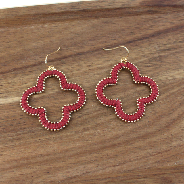Faux Leather Clover Earrings