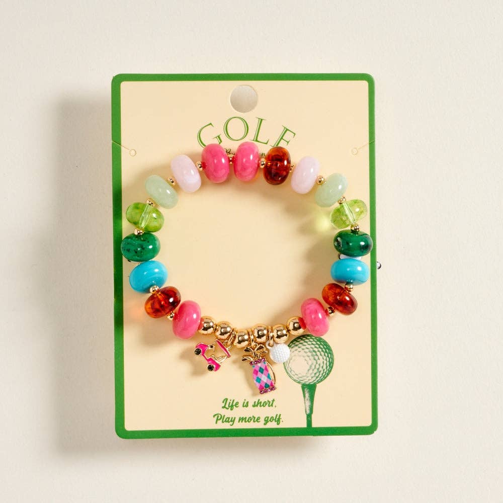Golf Charm Beaded Bracelet