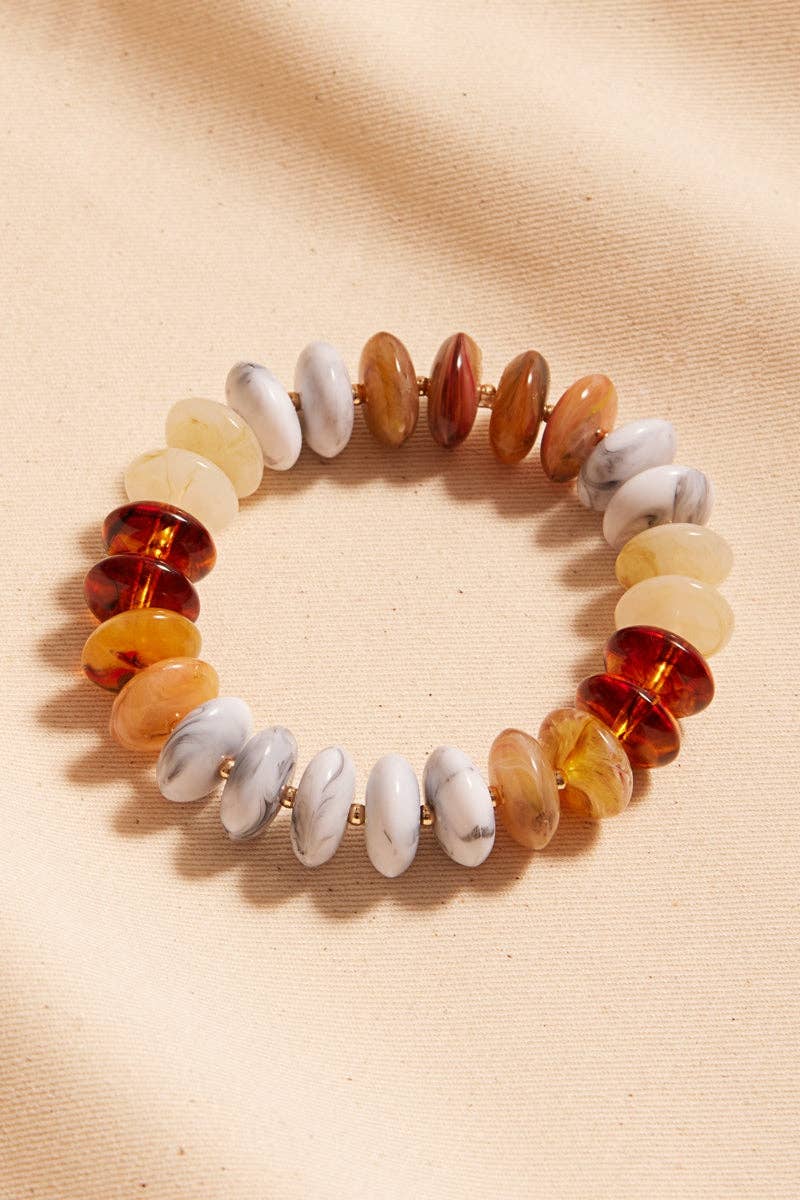 Disk Beaded Mixed Stretch Bracelet