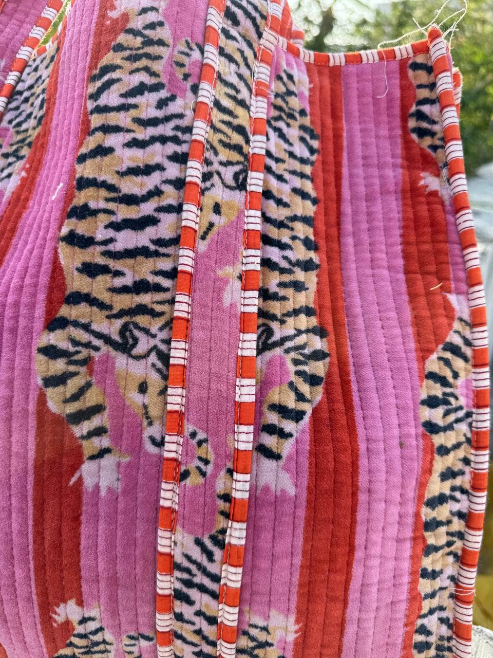 Tiger Print Velvet Large Tote