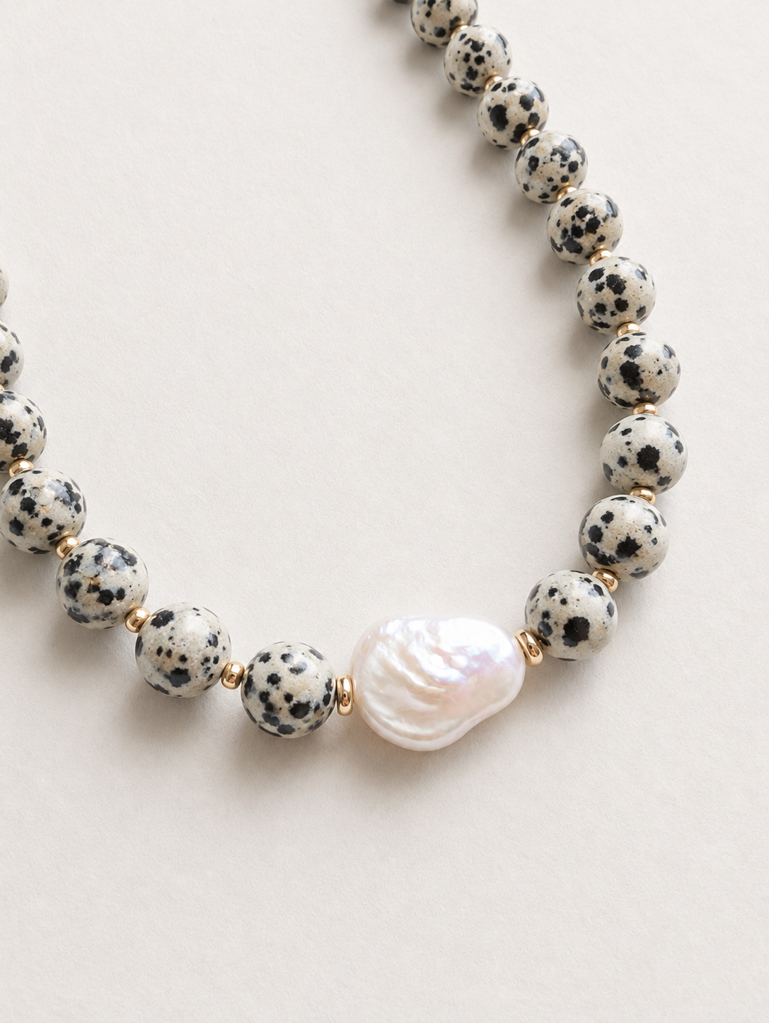 Dalmatian Jasper & Pearl Necklace