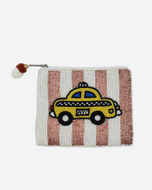 NYC Yellow Taxi Beaded Coin Pouch