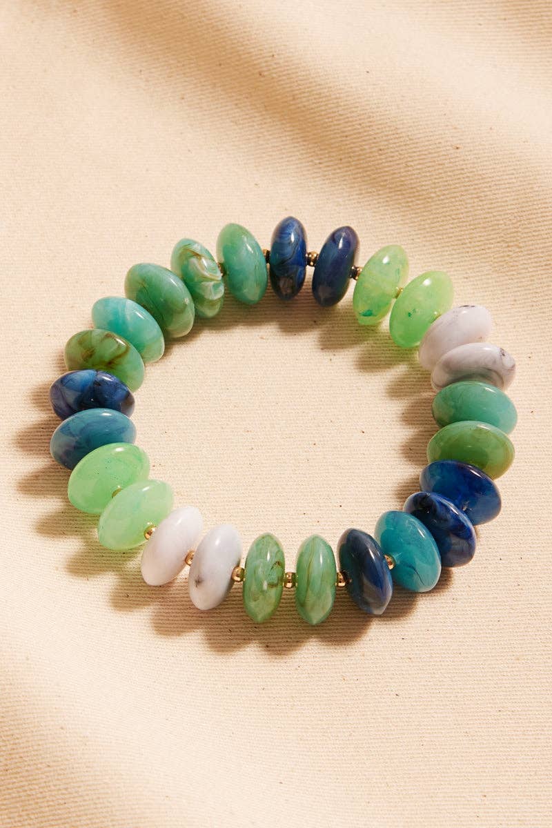 Disk Beaded Mixed Stretch Bracelet