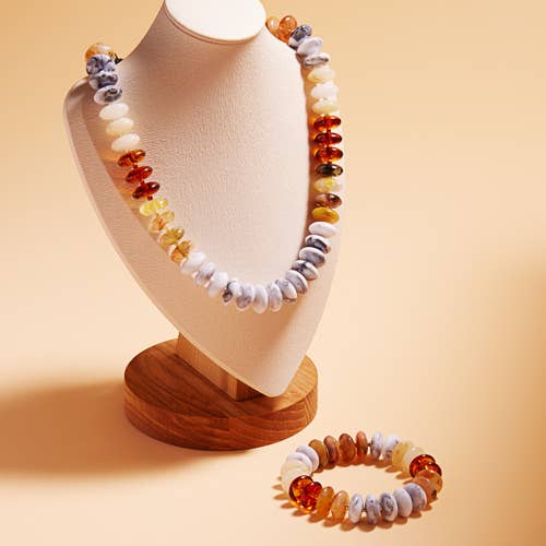 Disk Beaded Mixed Stretch Bracelet