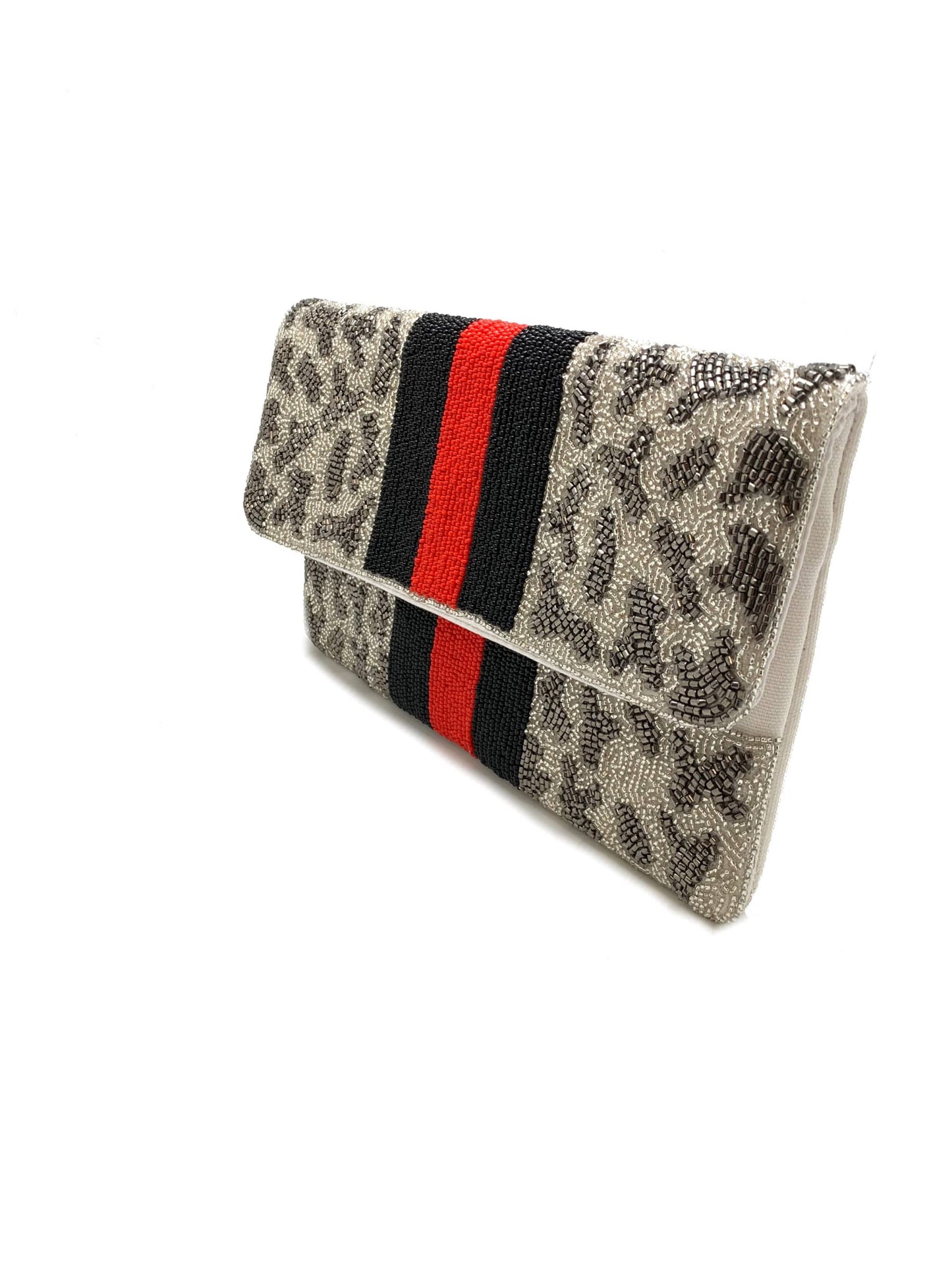 Leopard Beaded Clutch