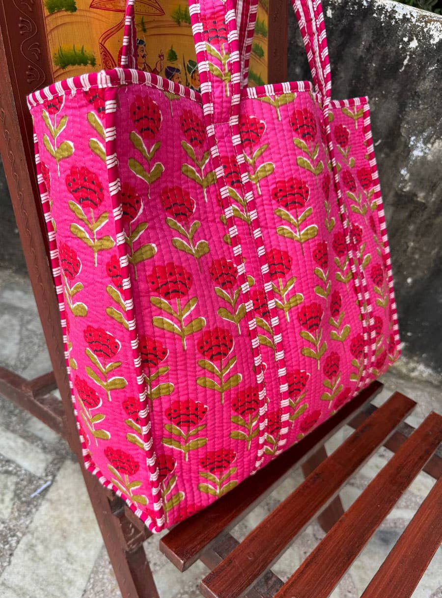 Hot Pink Block Print Tote