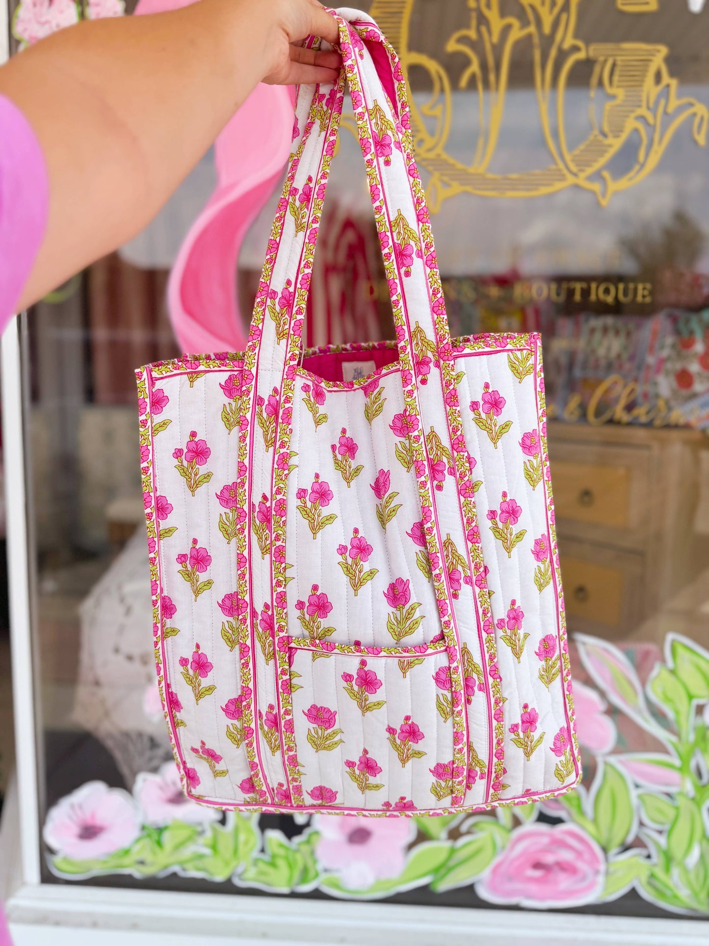 Magnolia Large Quilted Tote Bag