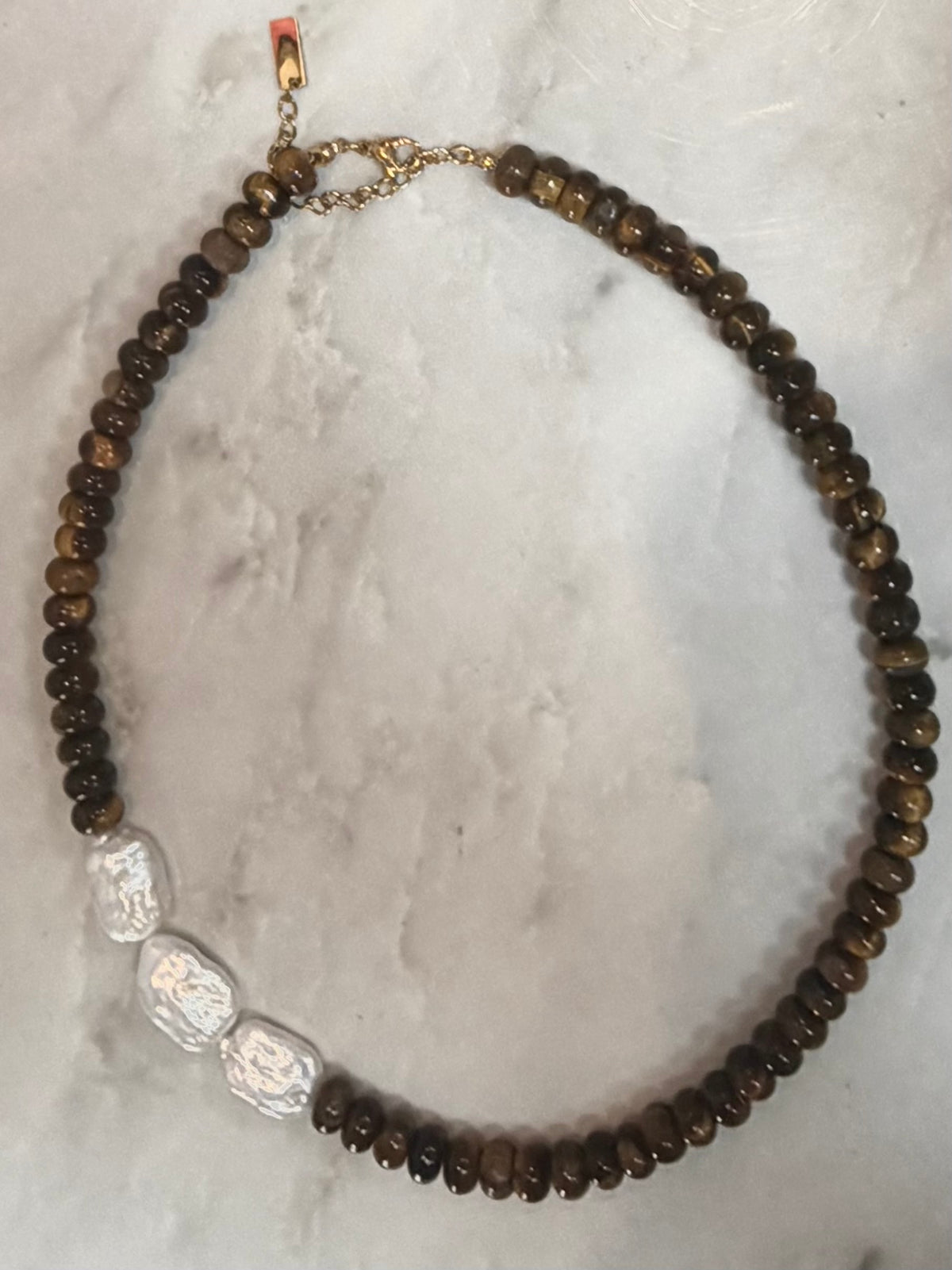 Bonne Mere Tiger Eye & Pearl Necklace