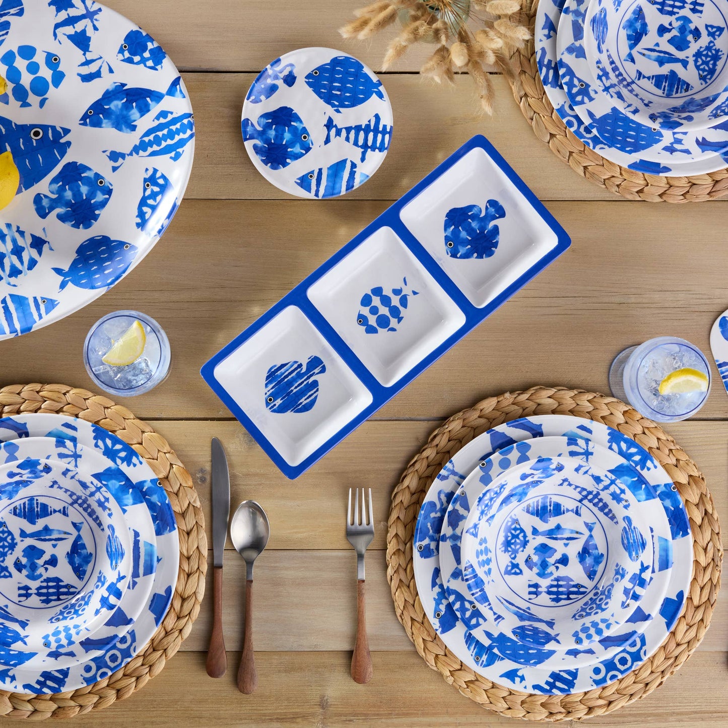 Fish Melamine 3-Section Tray