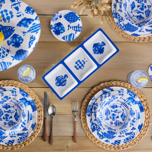 Fish Melamine 3-Section Tray