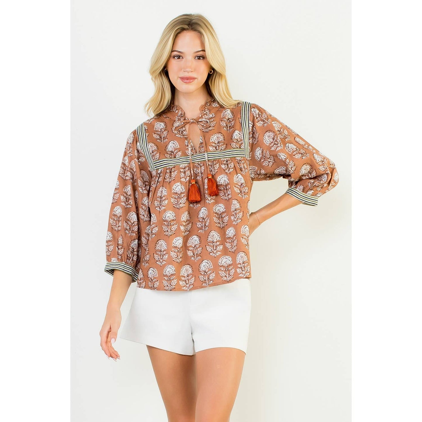 THML Floral Tassel Top