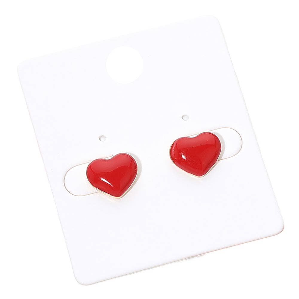 Enamel Heart Stud Earrings