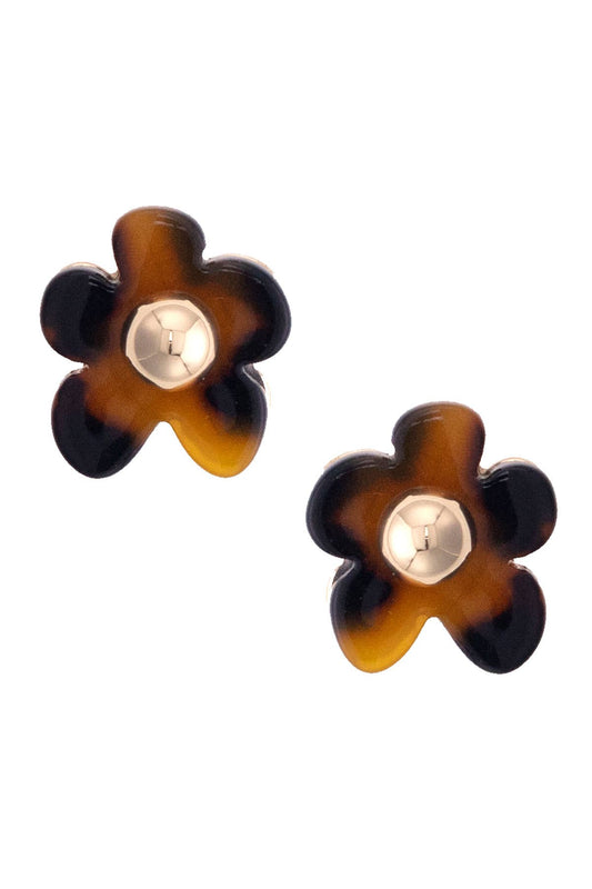 Bambi Flower Stud Earrings in Tortoise
