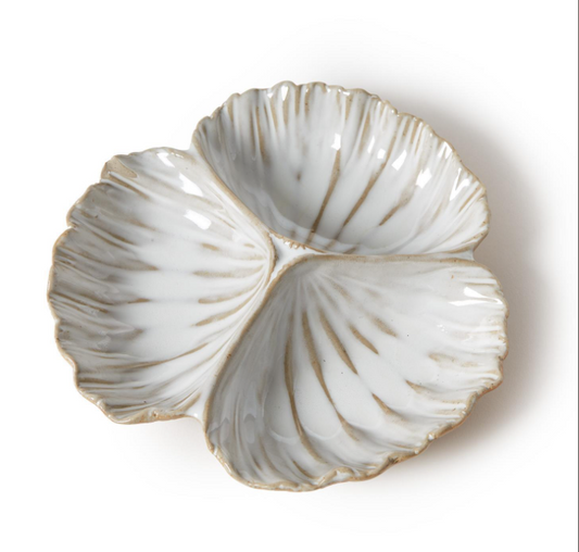 Two's Company 3 Section Shell Tidbit Dish Tray