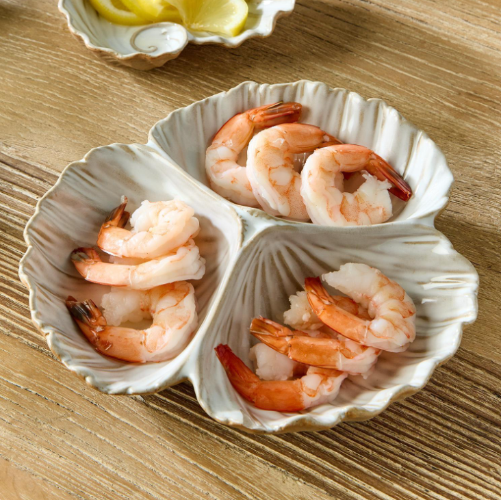 Two's Company 3 Section Shell Tidbit Dish Tray