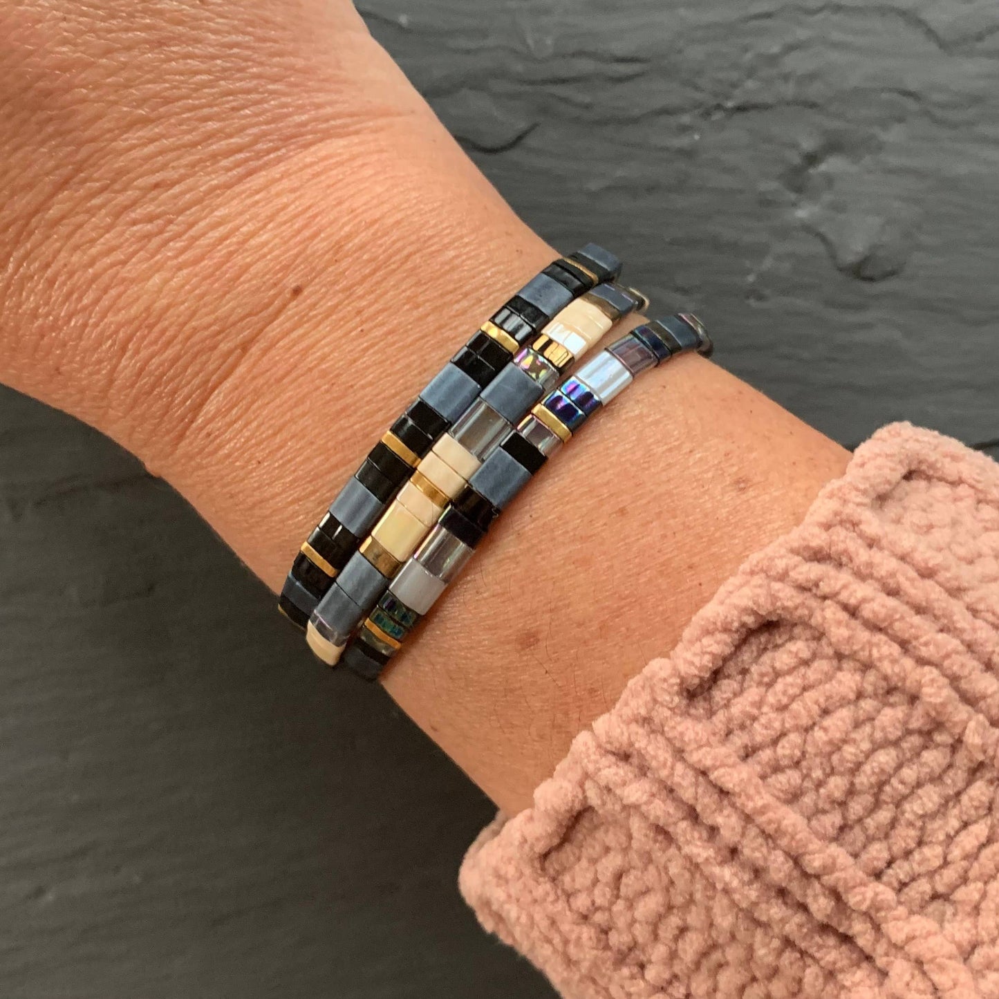 Hand Beaded Tile Bracelets