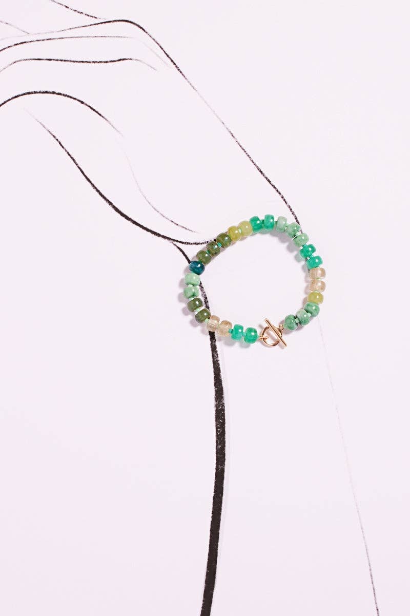 Small Ombre Beaded Mixed Stretch Bracelet