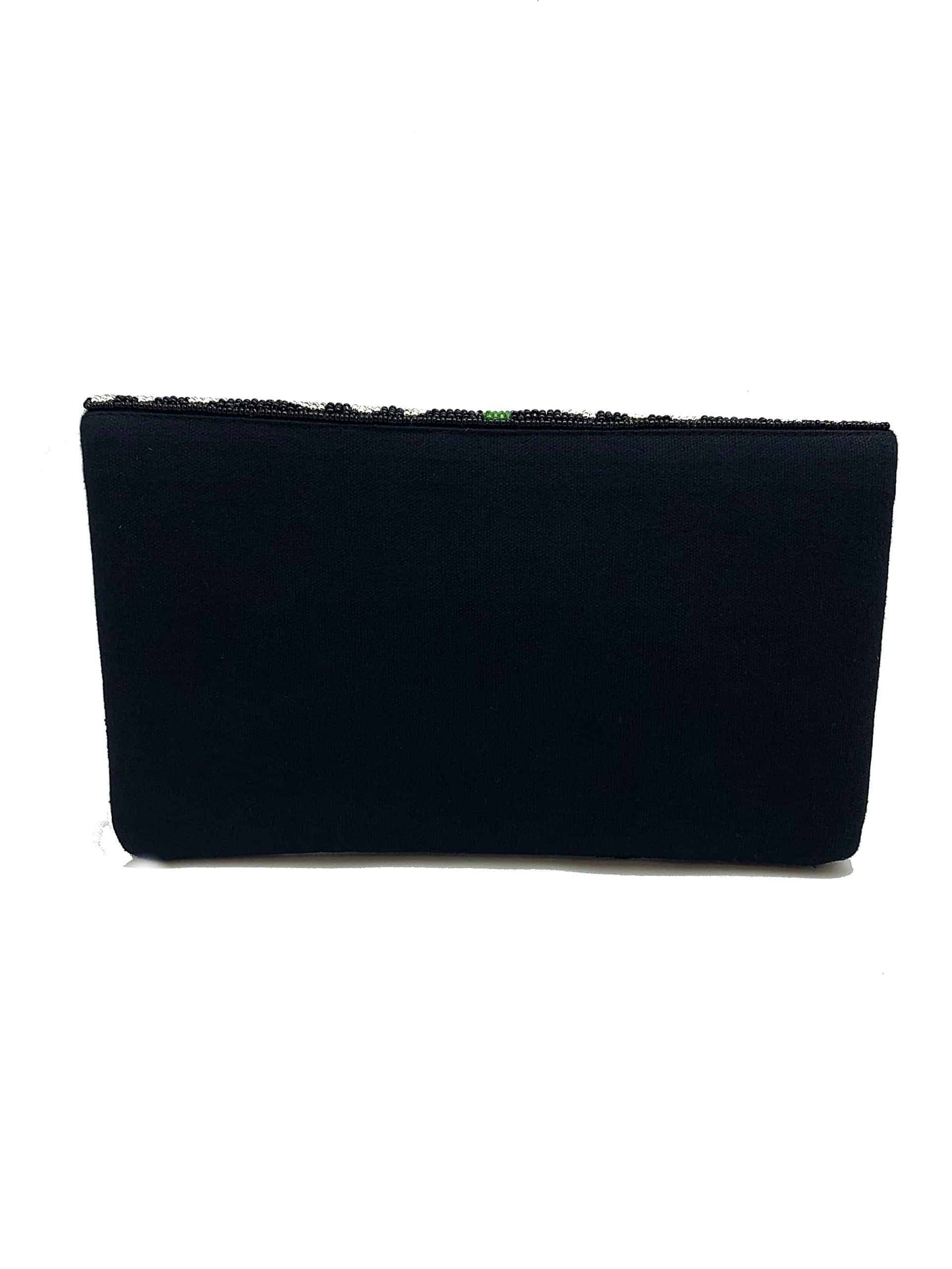 BLACK & FUCHSIA IKAT BEADED CLUTCH