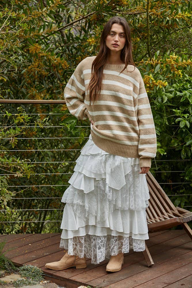 By Together Oversized Striped Sweater Top