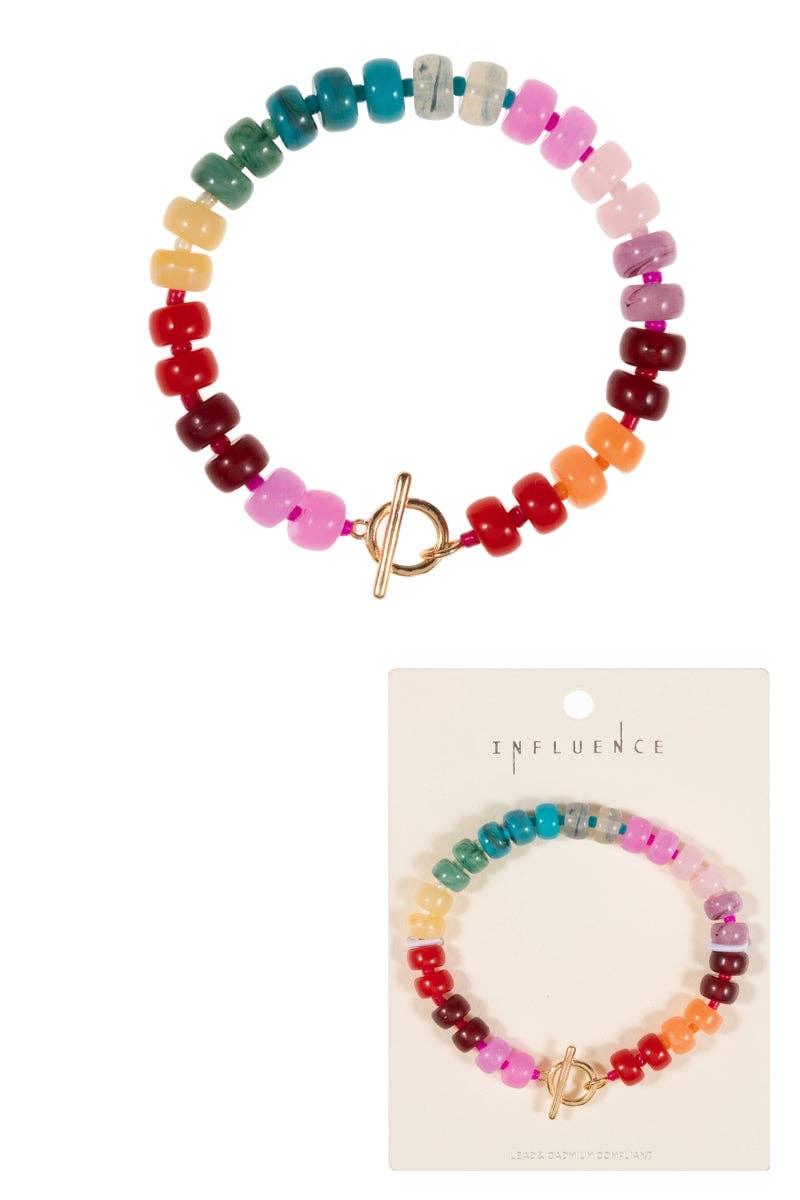 Small Ombre Beaded Mixed Stretch Bracelet