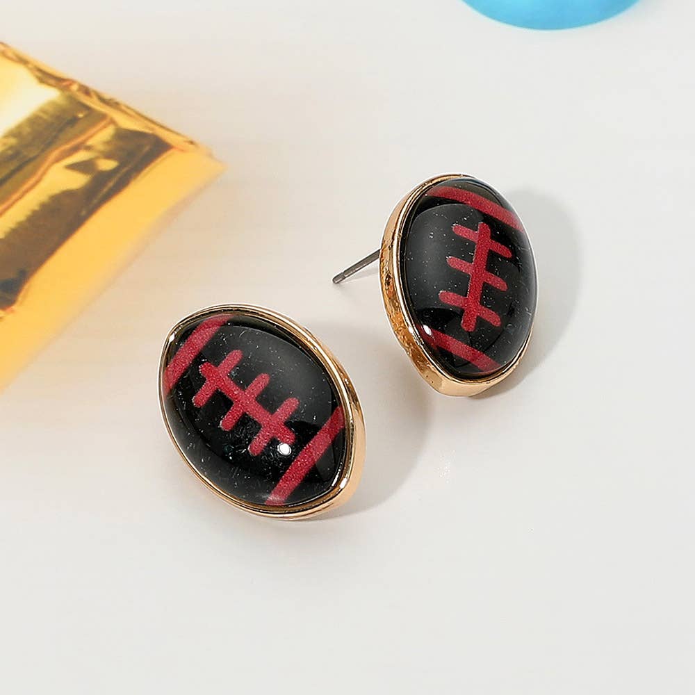 Glittered Football Stud Earrings