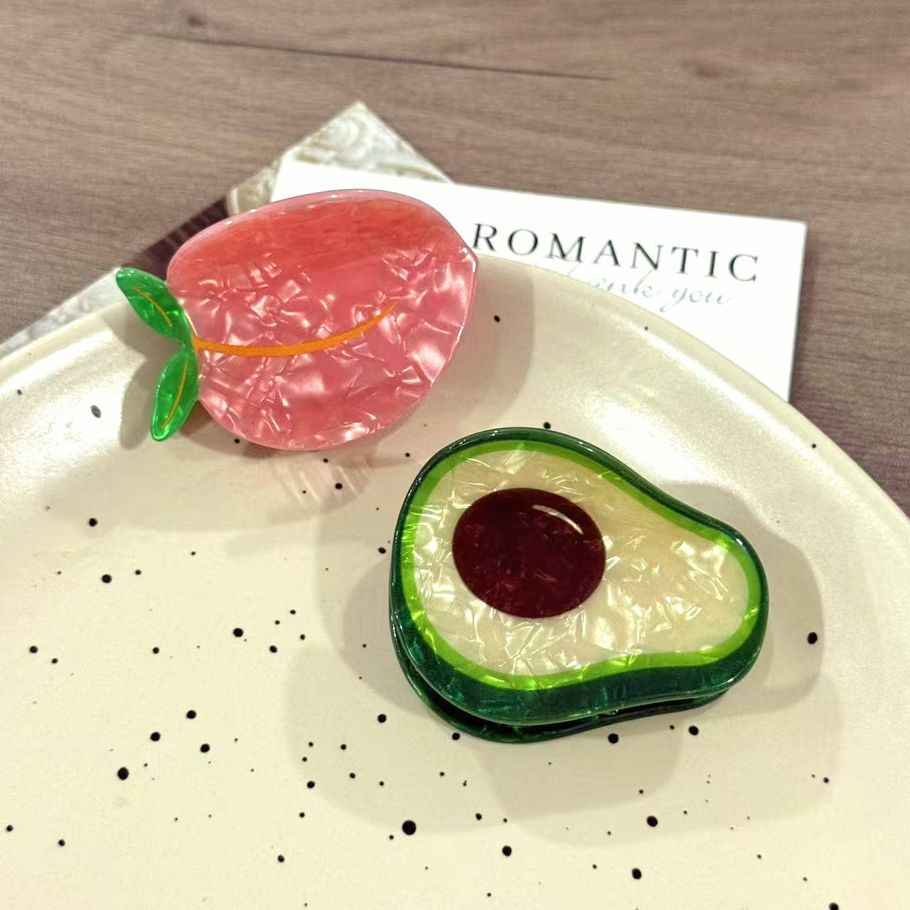 Fresh Fruit Design Hair Claw, Strawberry & Lemon Hair Clip