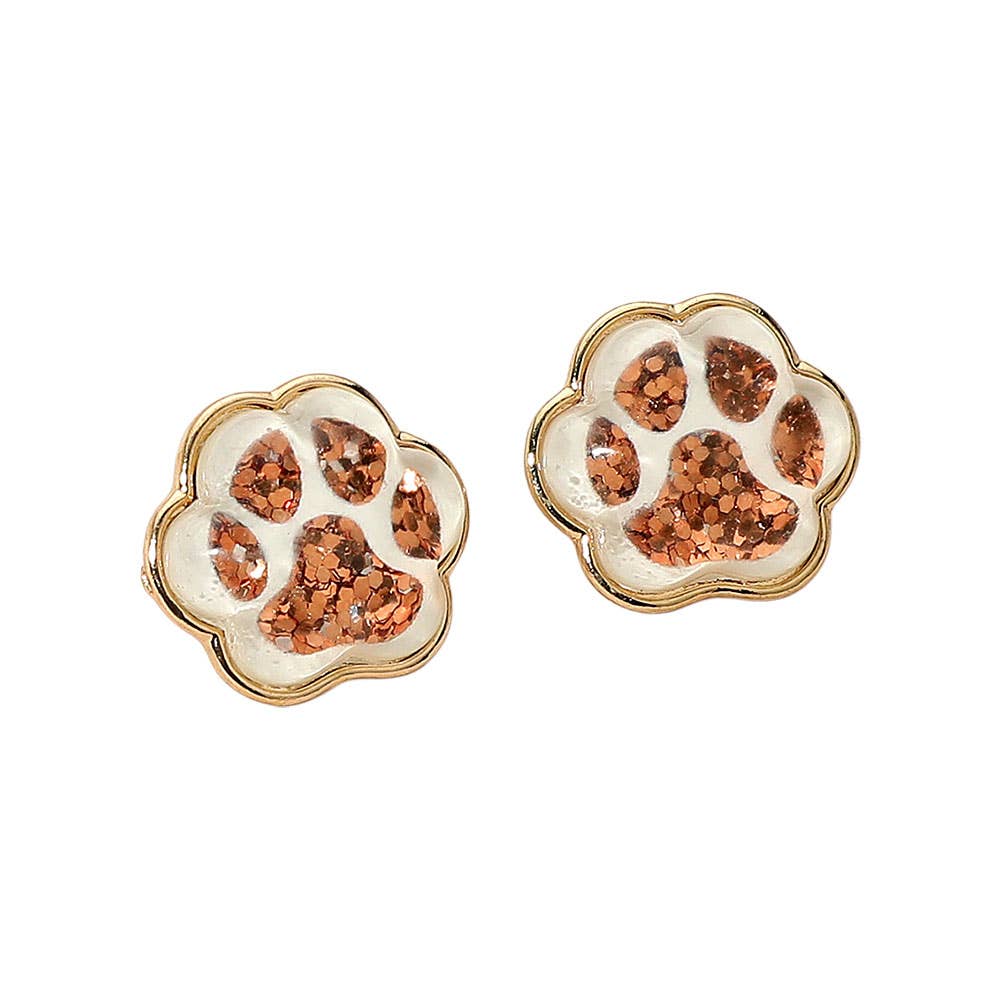Glitter Paw Stud Earrings