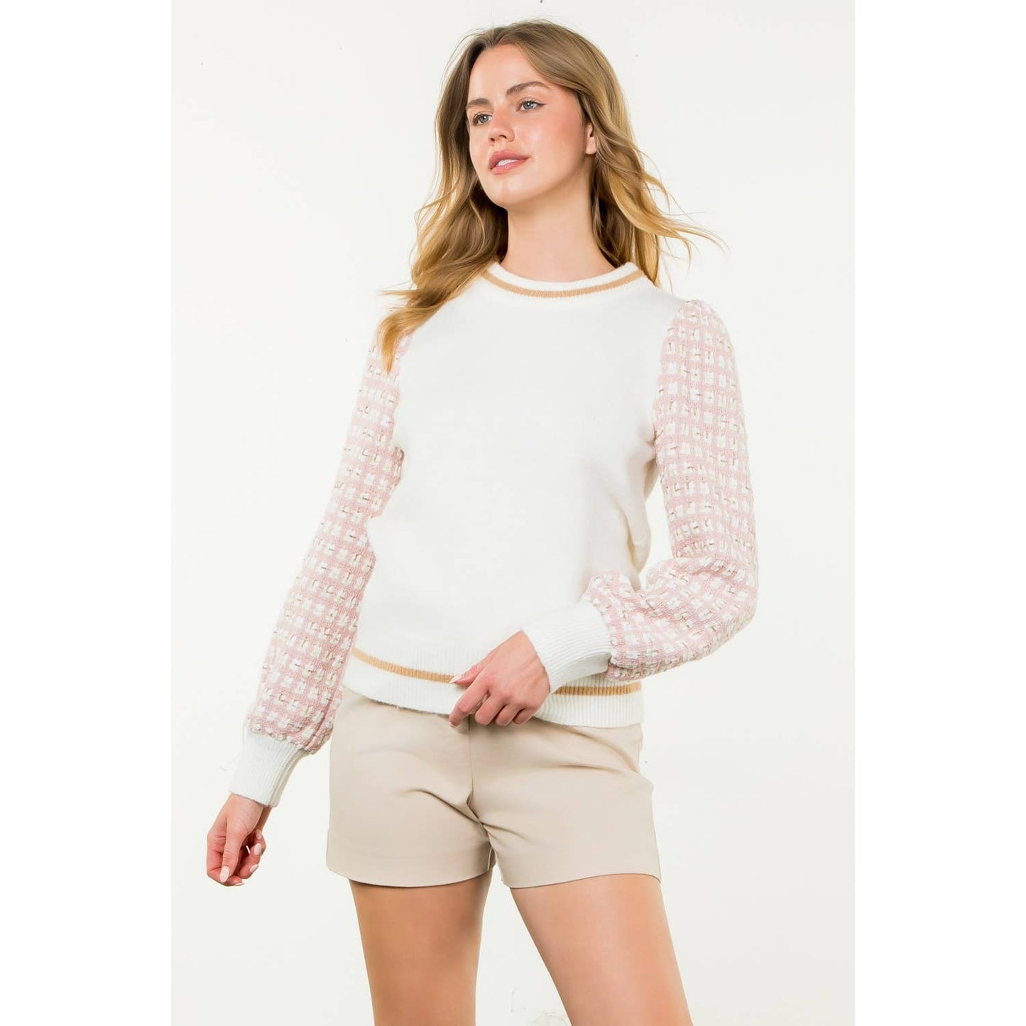 THML Tweed Sleeve Knit Sweater