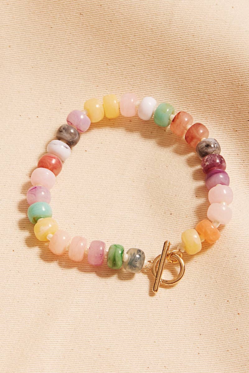 Small Ombre Beaded Mixed Stretch Bracelet