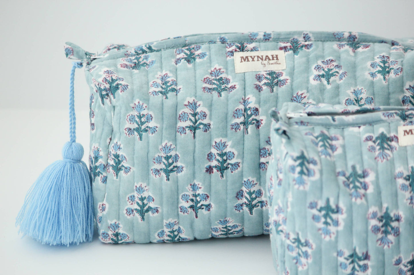 Block Print Quilted Make-Up Bag