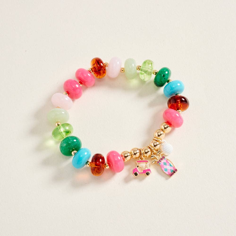 Golf Charm Beaded Bracelet